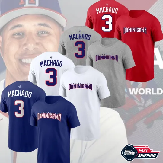 Discover Manny Machado #3 Dominican Republic 2026 World Baseball Name & Number