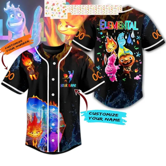 Discover Elemental Walt Disney Personalized Baseball Jersey