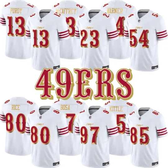 Discover Men's 49erss White 2025 Rivalries Collection Game Limited Player Printed Jersey