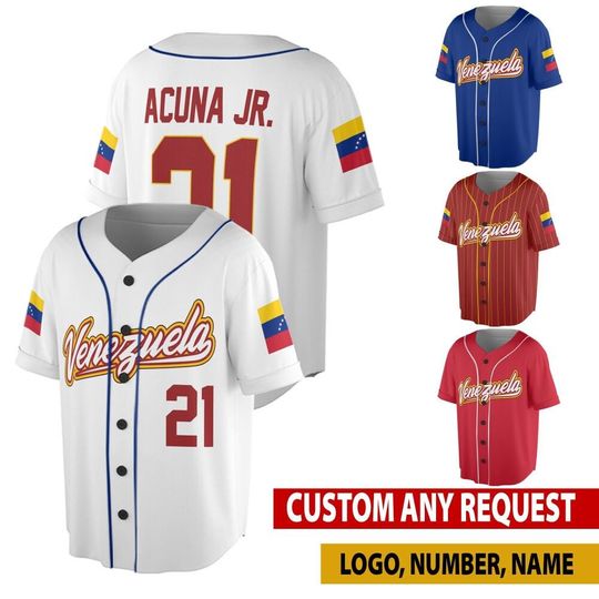 Discover Personalized Venezuela Team Baseball Jersey, Ronald Acuna Jr Luis Arraez Baseball Gift For Fan Jersey