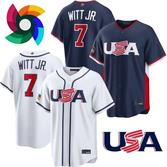 Discover Bobby Witt Jr. Team USA World Baseball Classic 2026 Home + Away Printed  Jersey