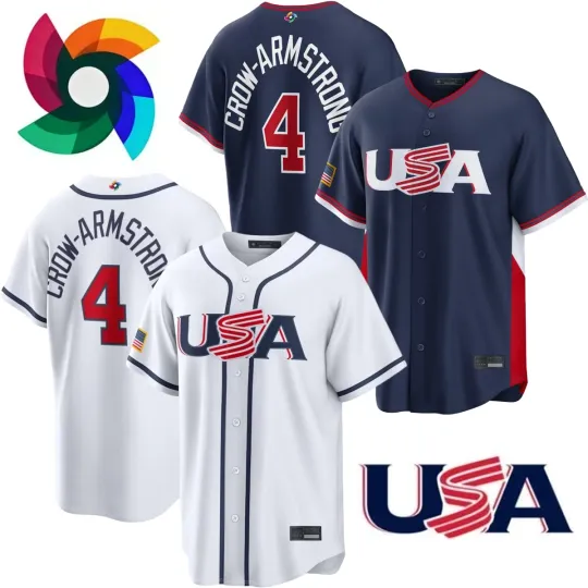 Discover Pete Crow-Armstrong USA World Baseball Classic 2026 Home + Away Printed Jersey
