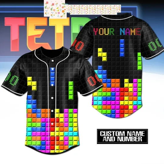 Discover Tetris Game Personalized Baseball Jersey