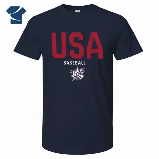 Discover USA Baseball 2026 World Baseball  T-Shirt - Navy