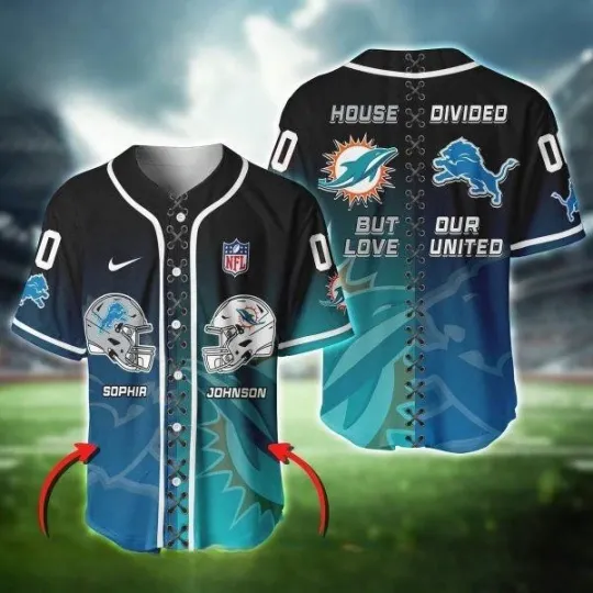 Discover Miami vs Detroit Football Custom Name Fan Jersey