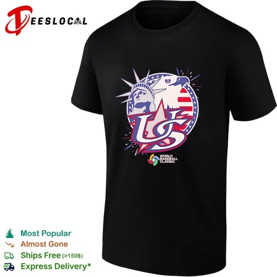Discover USA 2026 World Baseball   T-shirt ,Black