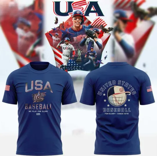 Discover USA Team World Baseball Classic 2026 For Glory T-Shirt Black And Blue All Size