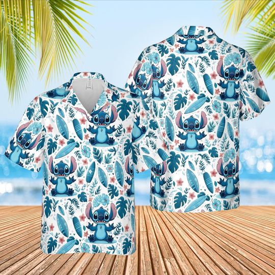 Discover Disney Stitch Aloha Hawaiian Shirt, Lilo and Stitch Summer Beach Shirt, Disneyland Family Vacation, Walt Disney World Hawaii Shirt