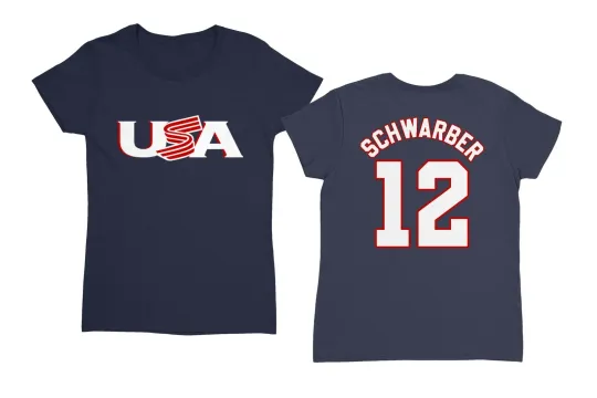 Discover USA 2026 World Baseball Champs Schwarber 12 Two-Sided Ladies' Crewneck T-Shirt