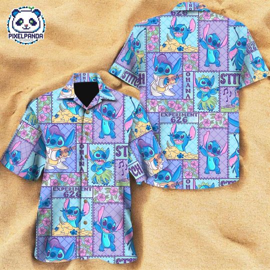 Discover Retro Disney Stitch Aloha Hawaiian Shirt, Lilo and Stitch Summer Beach Shirt, Disneyland Family Vacation, Walt Disney World Hawaii Shirt