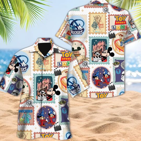 Discover Disneyland Hawaiian Shirt, Mickey n Friends Summer Shirt, Disney Beach Shirt, Disney Summer Shirt, Disney Palm Tree Shirt, Matching Disney