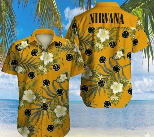Discover Nirvana Rock Band Hawaiian Shirt Aloha Beach Summer 3D Print T-shirt