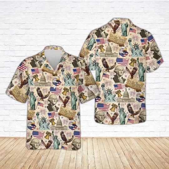 Discover America 250th Birthday Hawaiian Shirt  We The People 1776 2026 Button Up