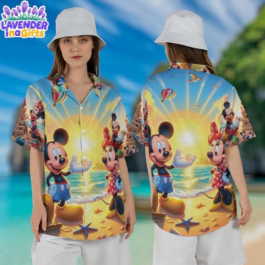 Mickey Minnie Hawaiian Shirt, Disney Couple Beach Shirt, Tropical Aloha Vacation Outfit, Summer Cruise Family Trip Shirt