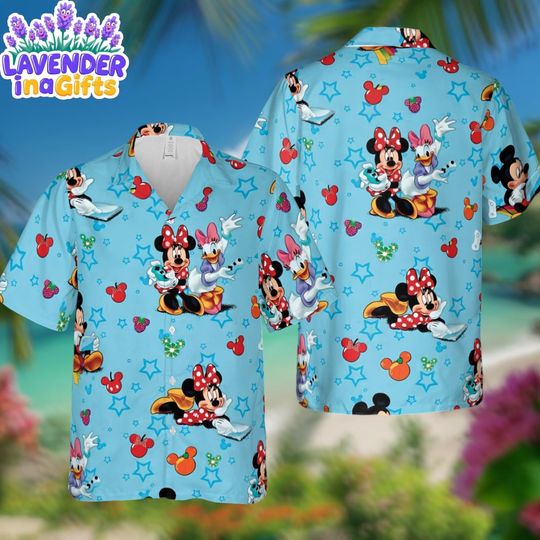 Discover Minnie Mouse Hawaiian Shirt, Disney Tropical Aloha Shirt, Summer Vacation Beach Button Up