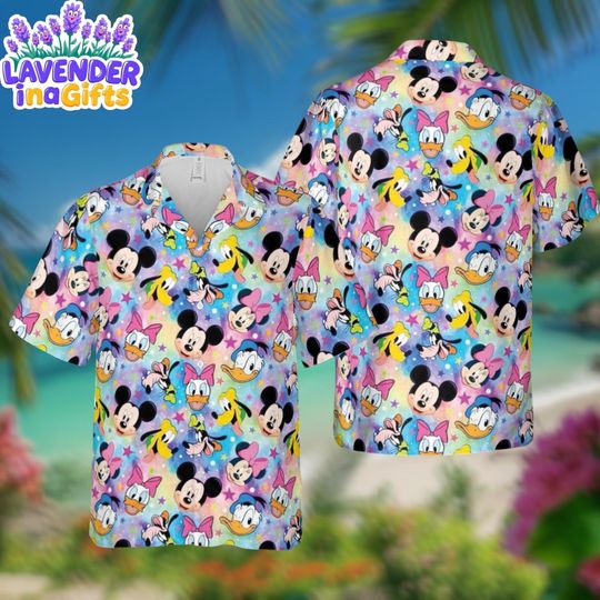 Discover Mickey and Friends Hawaiian Shirt, Disney Cartoon Tropical Aloha Shirt, Summer Vacation Beach Button Up