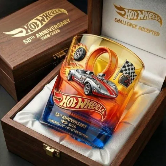 Discover 58th Anniversary Diecast Racing Car Style Whiskey Glass