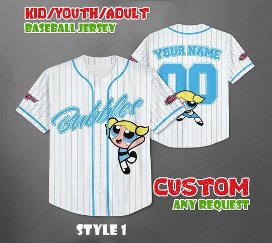 Discover Custom Bubbles Jersey, The Powerpuff Girls Baseball Team Outfit