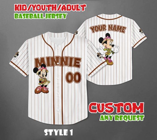Discover Custom Minnie Mouse Safari Baseball Jersey, Animal Kingdom Disney Safari Trip Shirt Disneyworld