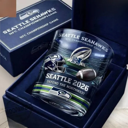 Discover Seattle Football 2026 NFC Champs Whiskey Glass