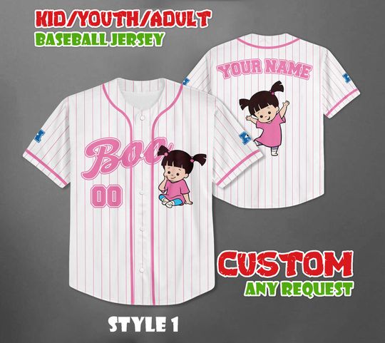 Discover Custom Disney Monster Inc Boo Baseball Jersey, Birthday Gift for Monster Inc Fans Family
