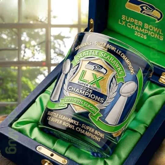 Seahawks Super Bowl LX 2026 Champions Whiskey Glass