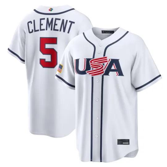 Discover Men's/Youth USA Ernie Clement White 2026 World Baseball Classic Printed Jersey