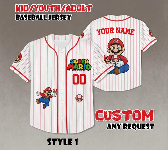 Discover Custom Super Mario Baseball Jersey, Matching Video Game Team Shirt