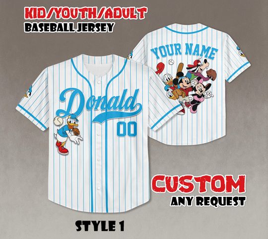 Discover Custom Disney Donald Duck Baseball Jersey, Disneyland Matching Outfit