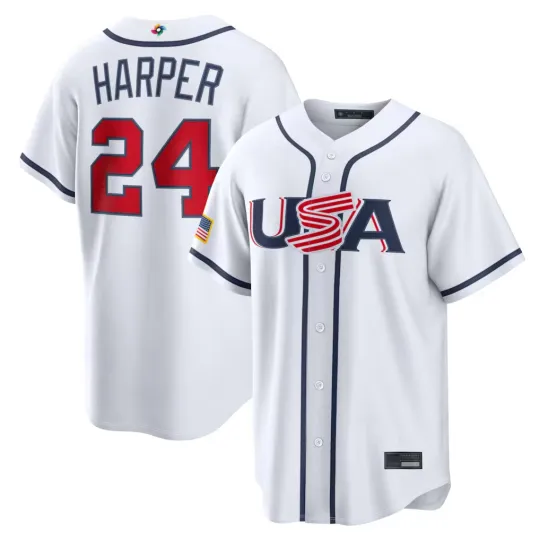 Discover Men's/Youth USA Bryce Harper White 2026 World Baseball Classic Printed Jersey