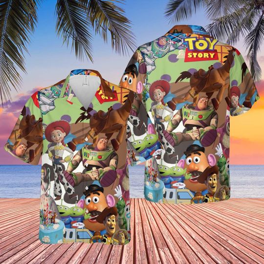 Discover Toy Story Hawaiian Shirt, Disney Family Vacation Shirt, Woody Buzz Lightyear Jessie Aloha Shirt, Retro Toy Story Party Outfit