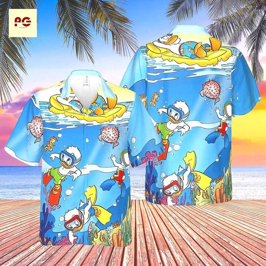 Discover Donald Duck Hawaiian Shirt Under the Ocean, Disney Summer Aloha Shirt, Tropical Beach Vacation Shirt