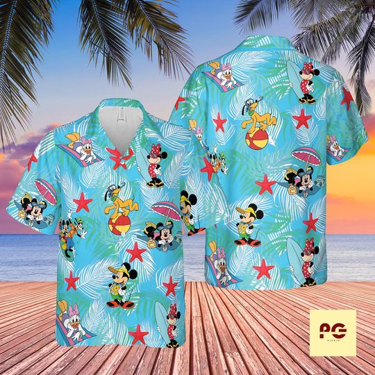 Discover Cartoon Friends Beach Hawaiian Shirt, Tropical Island Button Up, Summer Aloha Shirt, Vacation Resort Shirt, Unisex Beach Wear