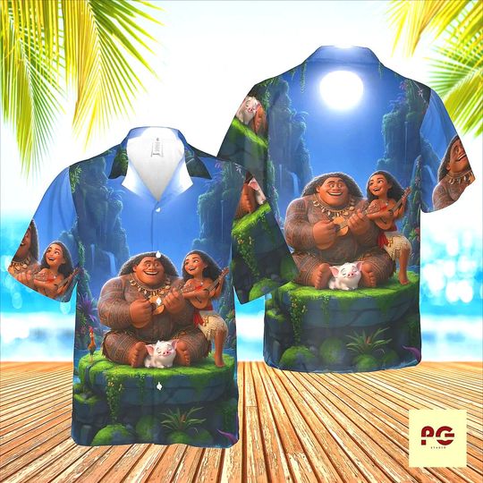 Discover Moana Hawaiian Shirt, Maui Moana Shirt, Disney Island Shirt, Tropical Movie Shirt, Moana Fan Gift, Beach Vacation Shirt