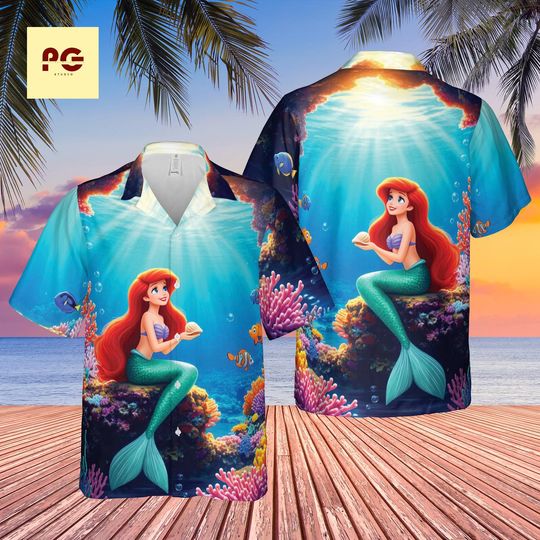 Discover Mermaid Hawaiian Shirt Underwater Ocean Design, Fantasy Sea Princess Aloha Shirt, Tropical Summer Vacation Shirt