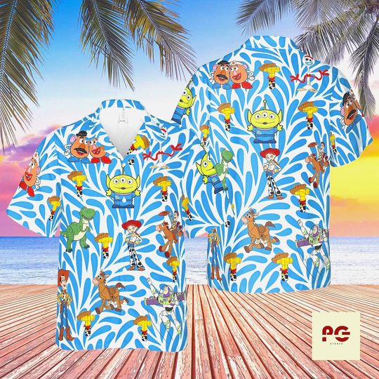 Discover Cartoon Friends Hawaiian Shirt, Tropical Vacation Aloha Shirt, Fun Summer Button Up, All Over Print Beach Shirt, Unisex Gift