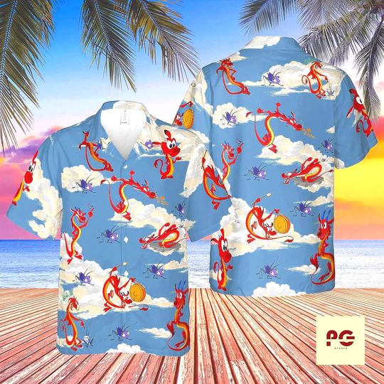 Discover Dragon Cloud Hawaiian Shirt, Asian Dragon Aloha Shirt, Summer Vacation Button Up, Tropical Unisex Beach Shirt Gift