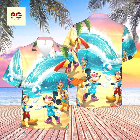 Discover Mickey Minnie Hawaiian Shirt Beach Volleyball Design, Disney Aloha Shirt, Summer Vacation Tropical Shirt