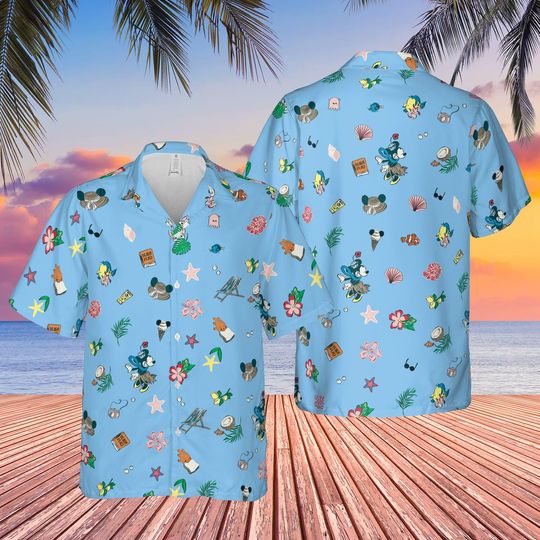 Discover Mickey Mouse Hawaiian Shirt, Tropical Vacation Beach Button Up, Magical Summer Holiday Aloha Shirt, Cute Character All Over Print Men Women