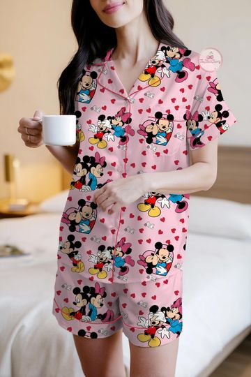 Discover Valentine Mickey And Minnie Pajamas Set, Couple Mouse Holiday Pajamas, Disney Family Pajamas, Mickey Love Sleepwear, Gift For Couple