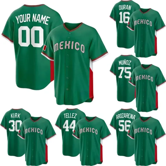 Discover Custom Baseball Jersey Mexico Green 2026 World Baseball Printed Shirt