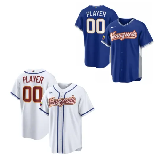 Discover Custom Venezuela World Classic 2026 YOUTH Printed Jersey Blue/White