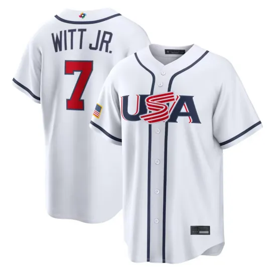 Discover Men's/Youth USA Bobby Witt Jr. White 2026 World Baseball Classic Printed Jersey