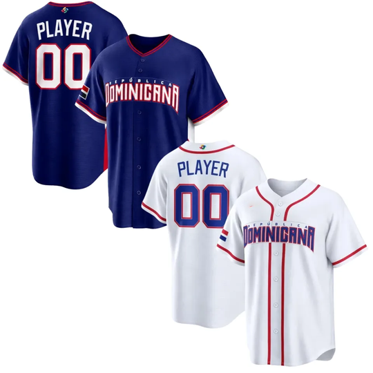 Personalized World Baseball 2026 Dominican Republic Royal Blue & White Jersey