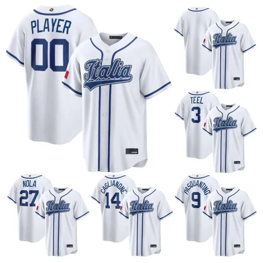 Discover Men's/Youth Italy 2026 World Baseball Classic White Printed Jersey