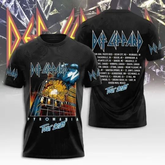 Discover Def Leppard Band 3D T-shirt Tour 2025