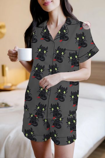 Discover Toothless Dragon HTTYD Pajama Set | Soft Cozy & Cute Toothless Dragon Lounge Wear for Couples | Matching Pajamas Valentine Gift