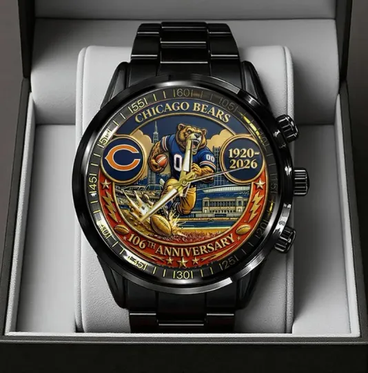 Discover Chicago Bears 106th Anniversary Steel Band Watch 1920-2026