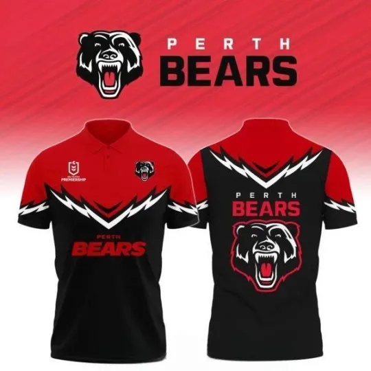 Discover Perth Bears Uniform 2026 Black & Red Design Polo Shirt