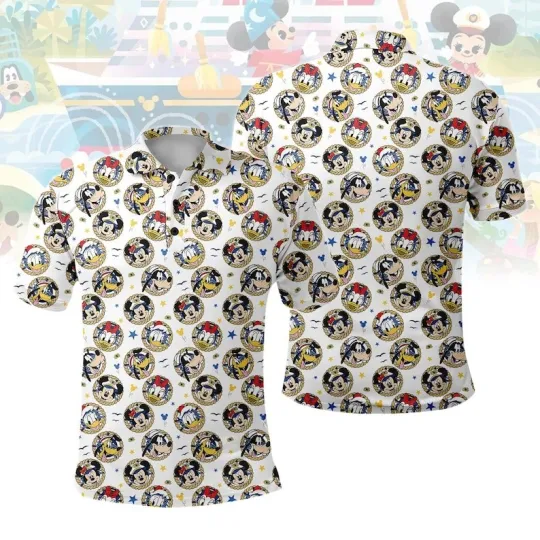 Discover Mickey And Friends Cruise Line 2026 Summer Vacation Beach Vibes Polo Shirt